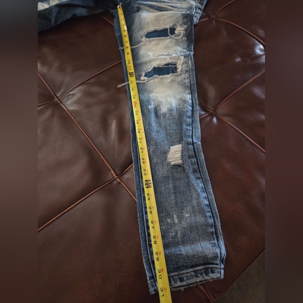 THRT Distressed Blue Slim Ripped Jeans Size 32 - Picture 14 of 14